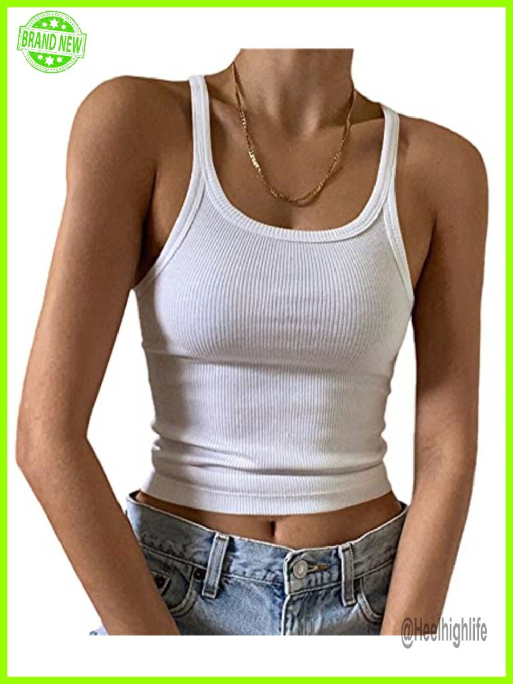 Women's Sleeveless Scoop Neck Ribbed Knit Fitted Tank Top